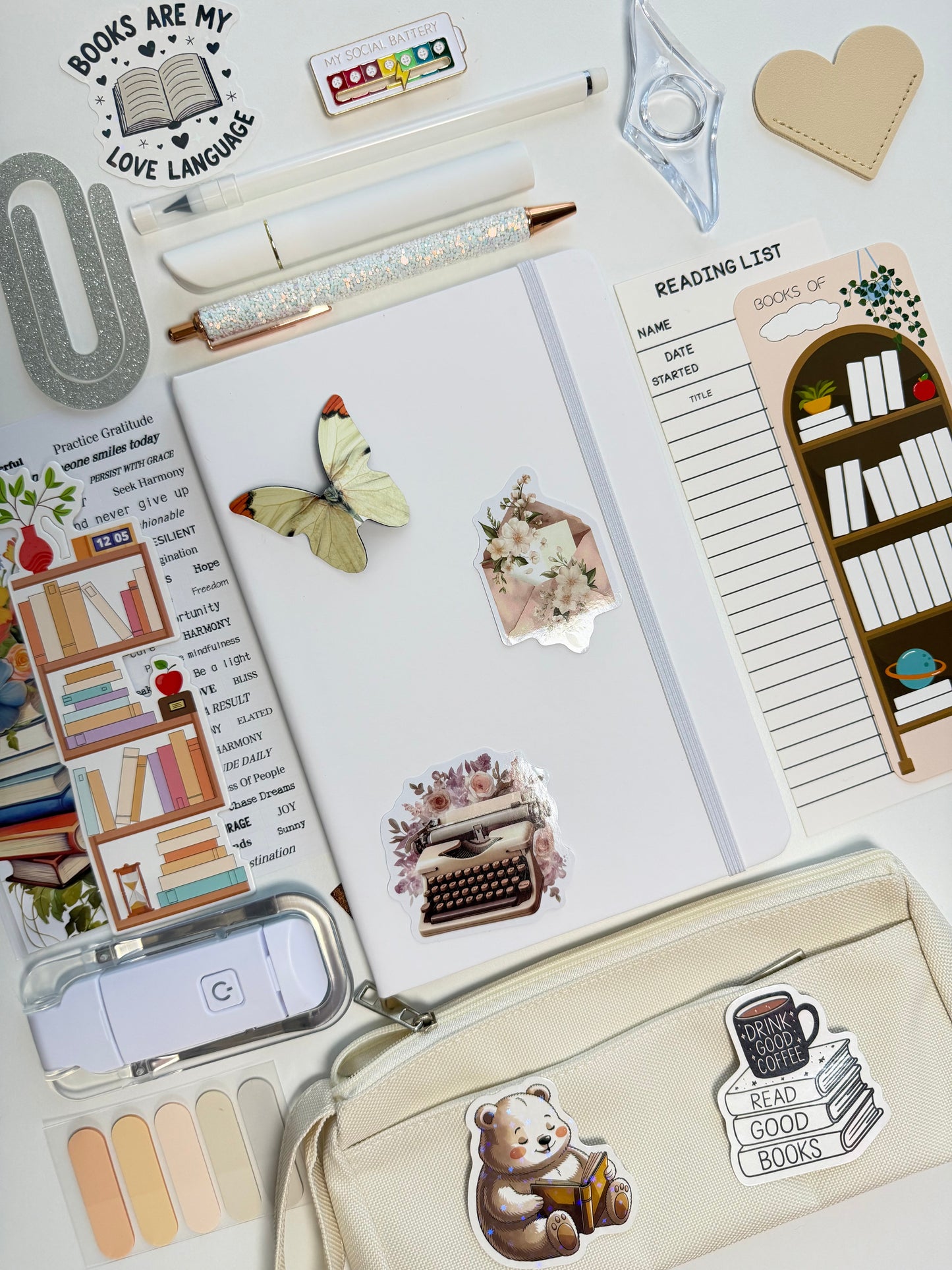 White Bookish Bundle — A5 Notebook