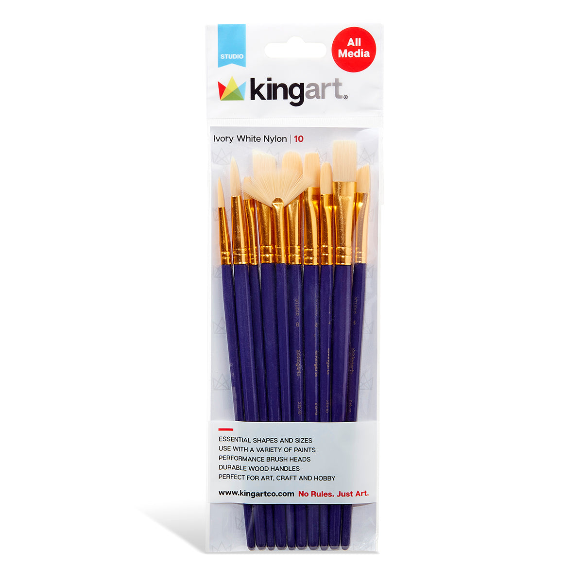 Studio White Bristle Brush Set - 10 Pieces