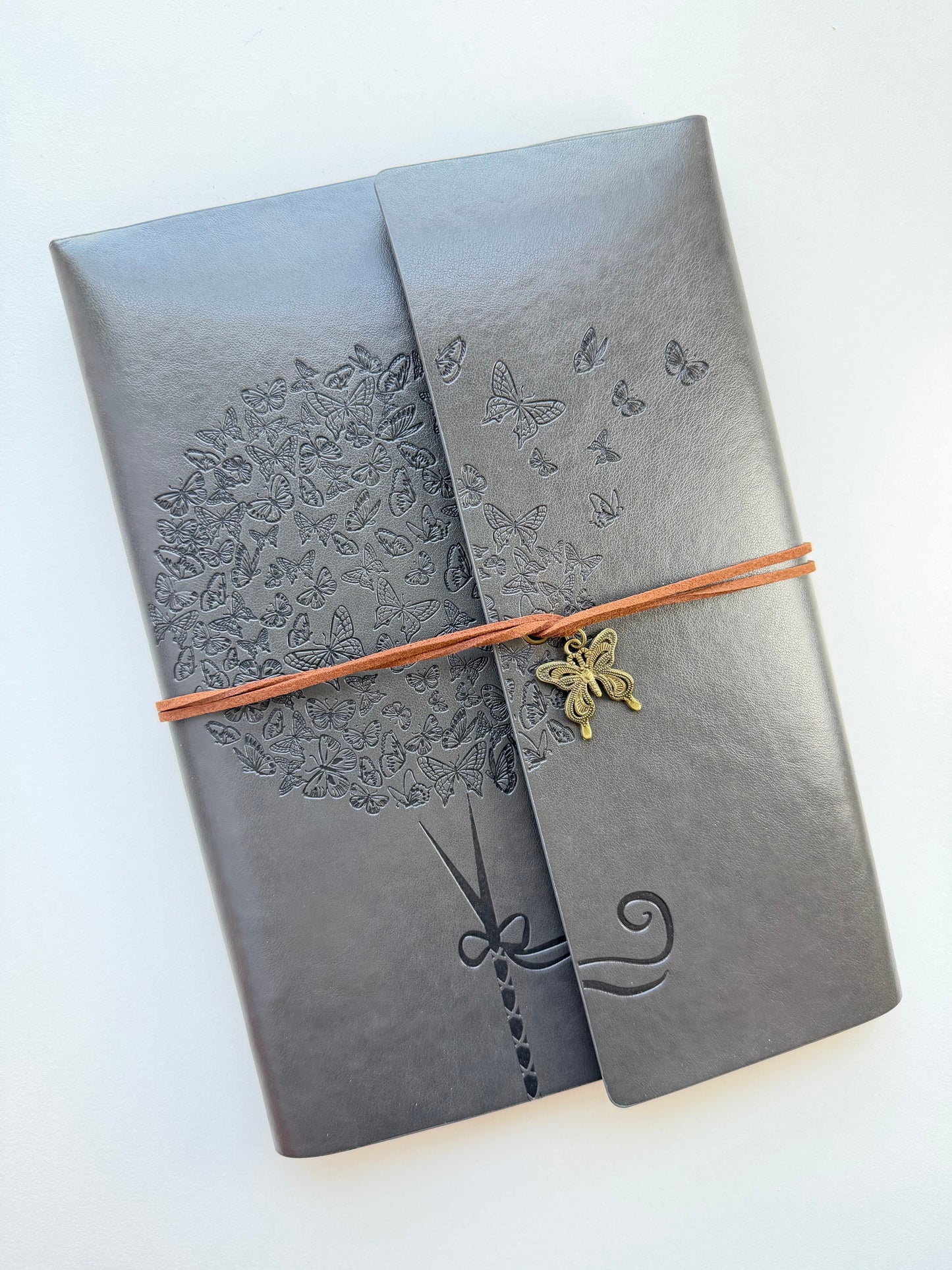 Blue A5 Vintage Faux Leather Binder Notebook