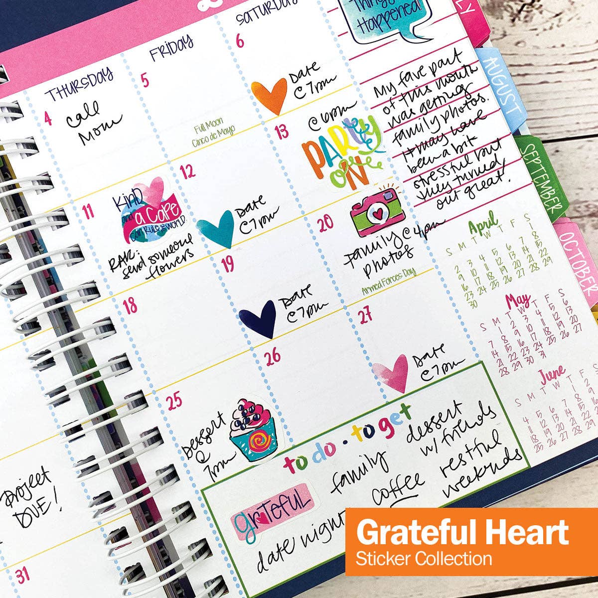 Grateful Heart Stickers for Journaling | Open Stock