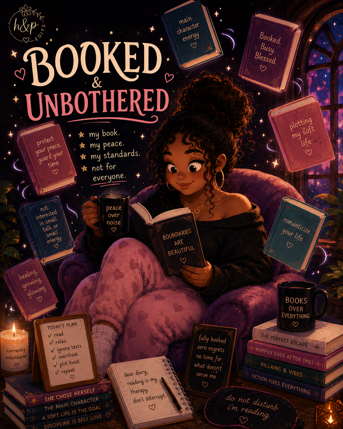Booked & Unbothered Cozy E-Reader Insert (Digital Product)