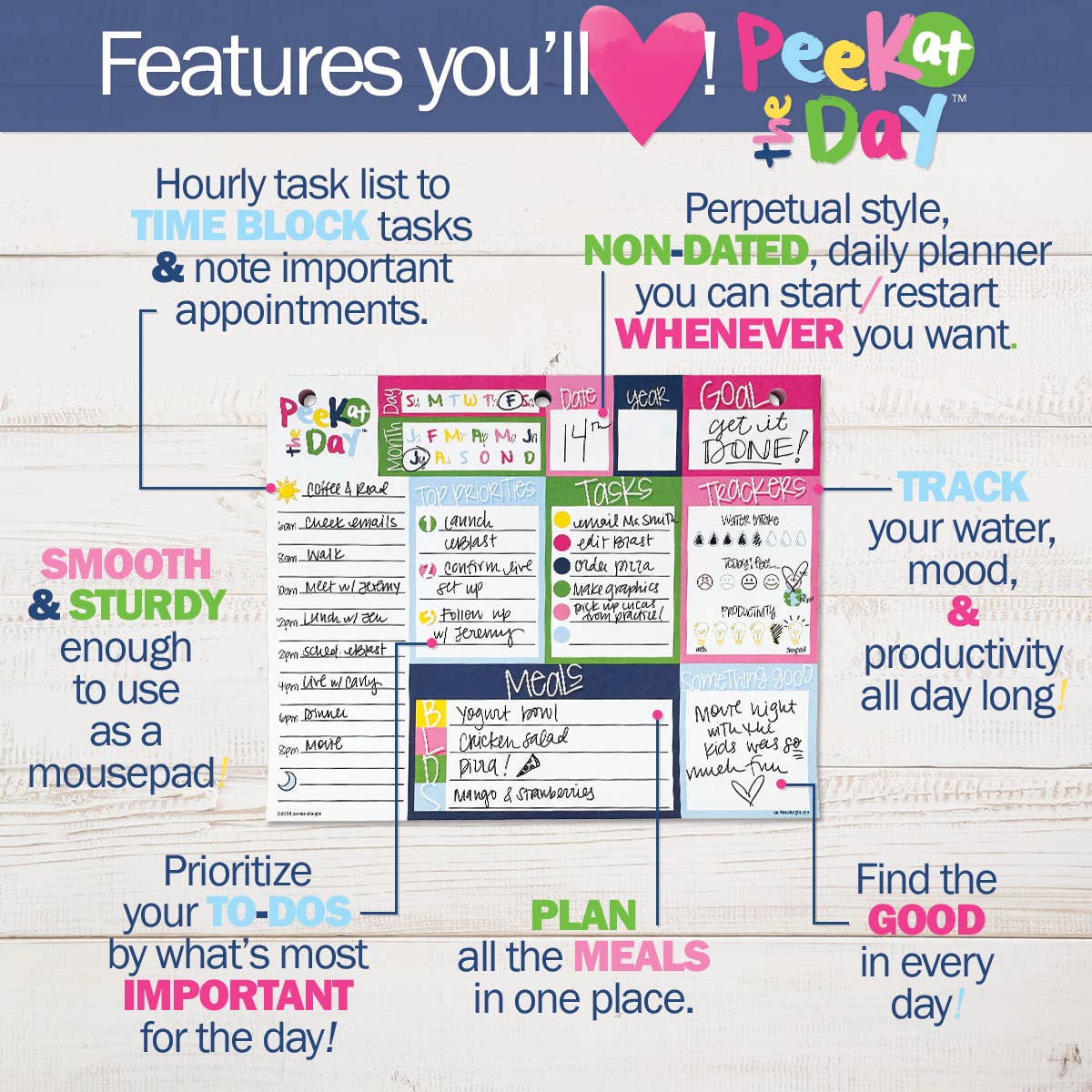 Peek at the Day™ Daily Planner Pad | Open Stock