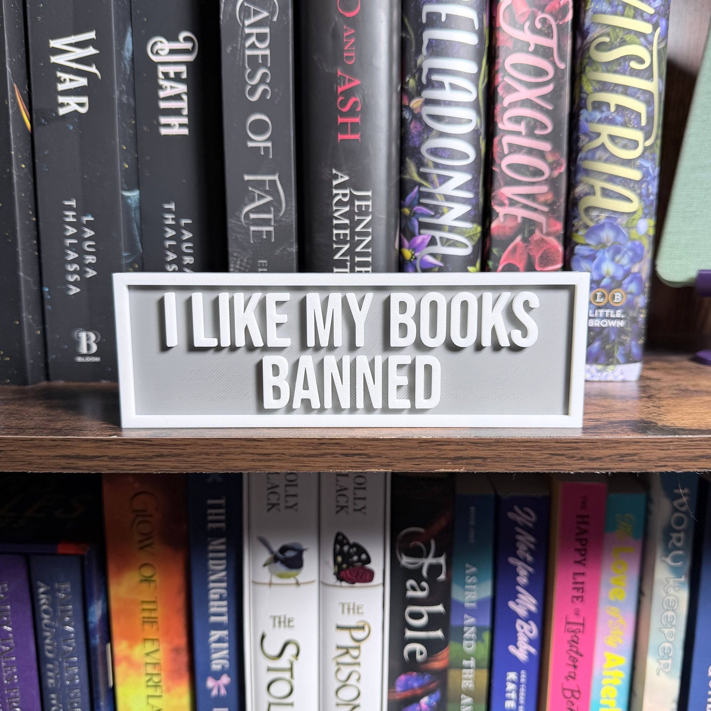 I Like My Books Banned Sign | Bookshelf Decor
