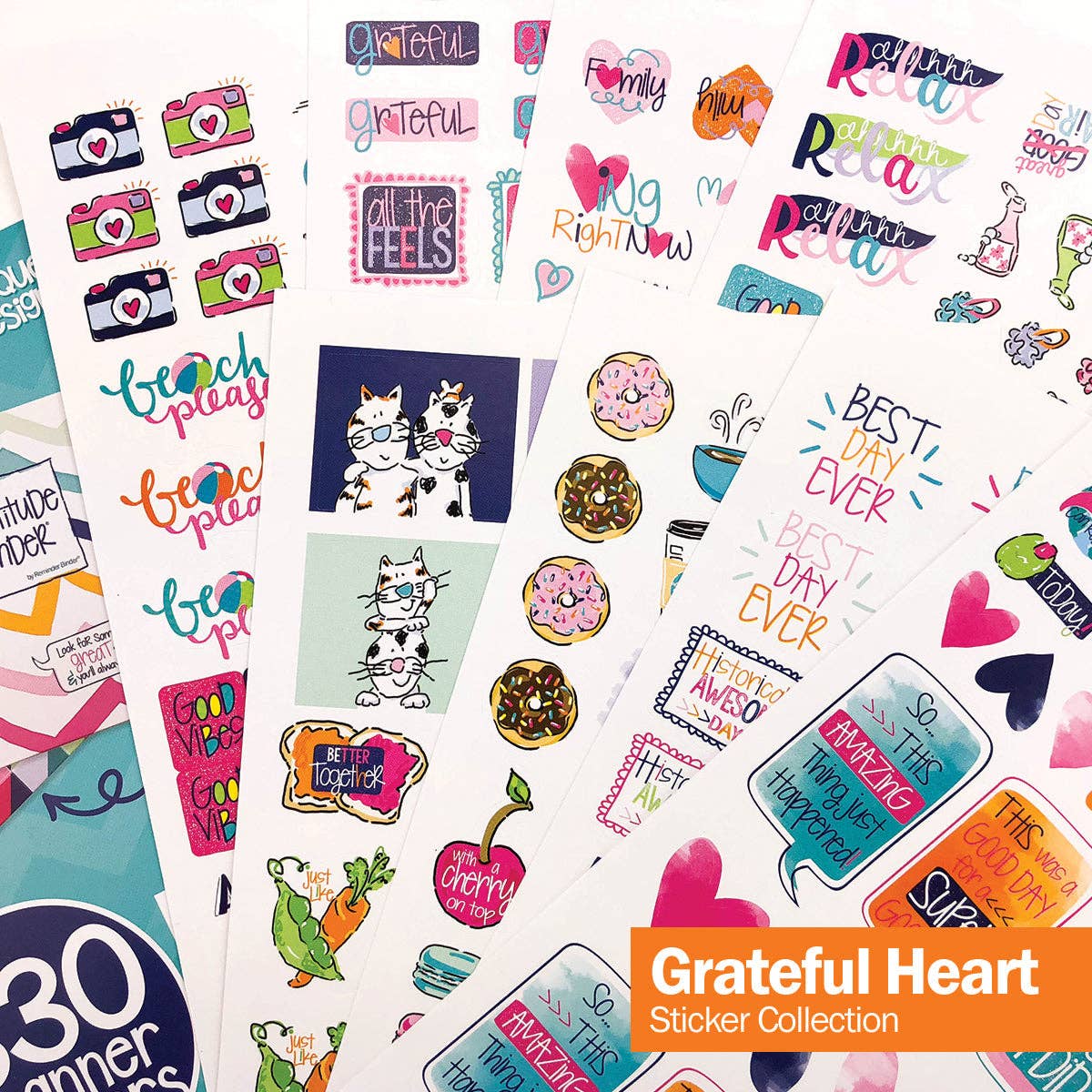 Grateful Heart Stickers for Journaling | Open Stock