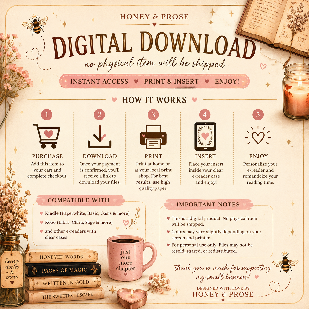 Booked & Unbothered Cozy E-Reader Insert (Digital Product)