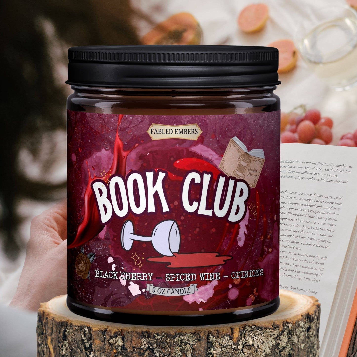 Fabled Embers - Book Club - Cherry Spice Scented Book Lovers Candle - Beauty Over Age