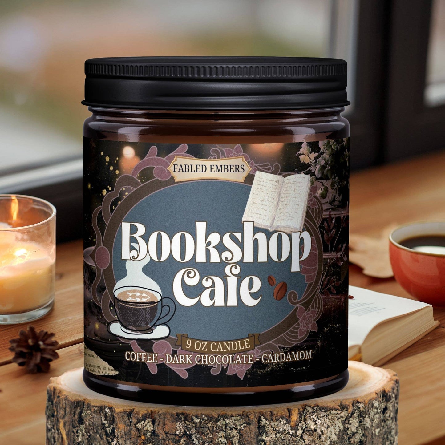 Fabled Embers - BOOKSHOP CAFE | Coffee Scented book lovers candle - Beauty Over Age