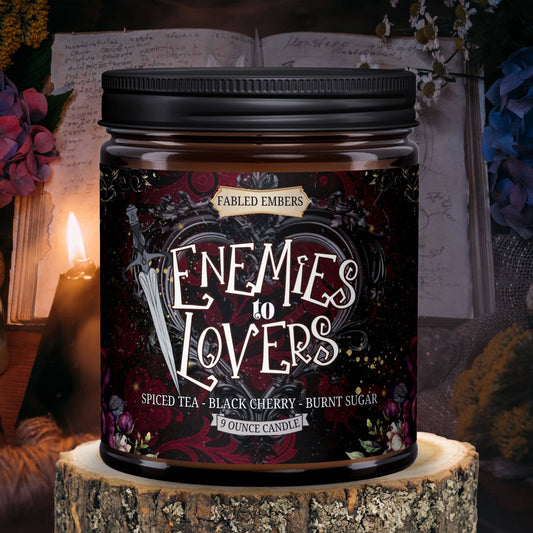 Fabled Embers - ENEMIES TO LOVERS bookish 9oz Candle Coconut Soy - Beauty Over Age