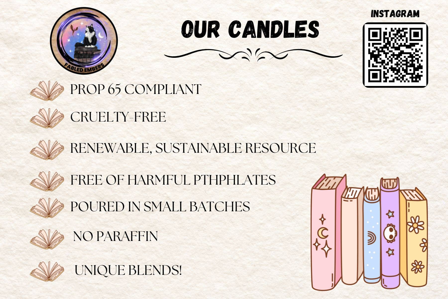 Fabled Embers - ENEMIES TO LOVERS bookish 9oz Candle Coconut Soy - Beauty Over Age