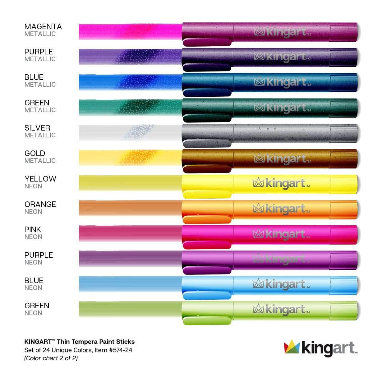 Tempera Paint Thin Sticks, 24 Colors
